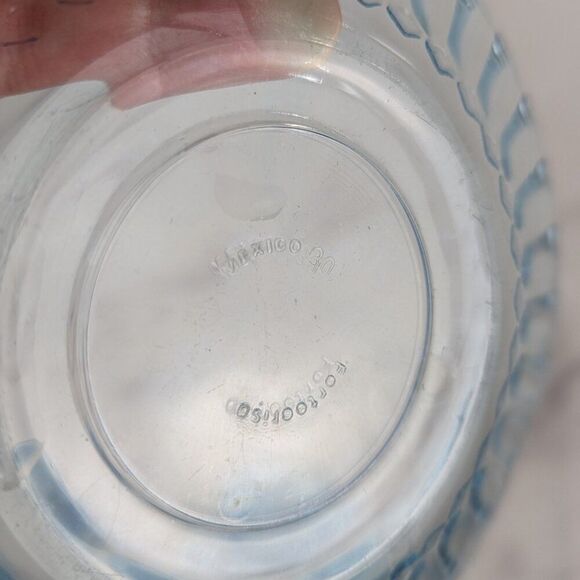 Fortecrisa Mexico Blue Glass Mugs and Saucers Scalloped Vintage Set of 5 - Picture 6 of 6